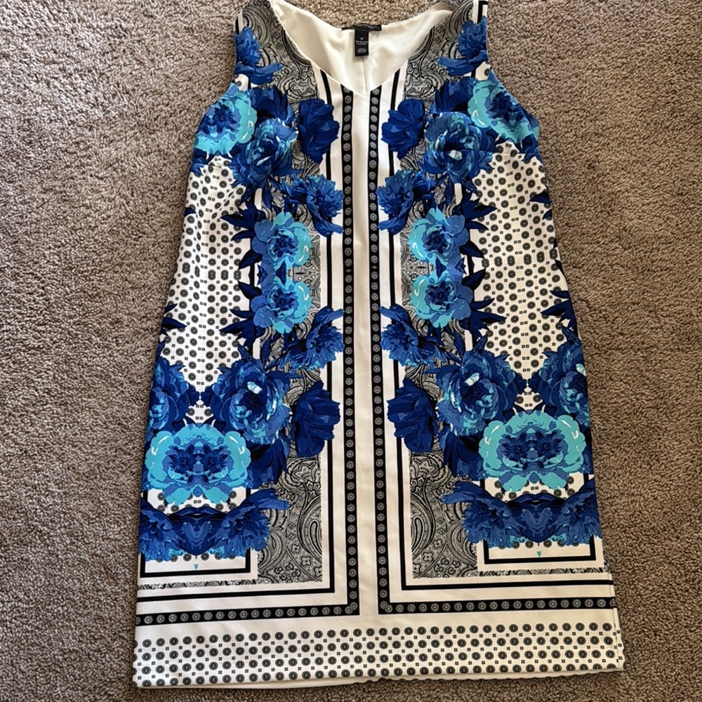 Floral Blue and White Dress